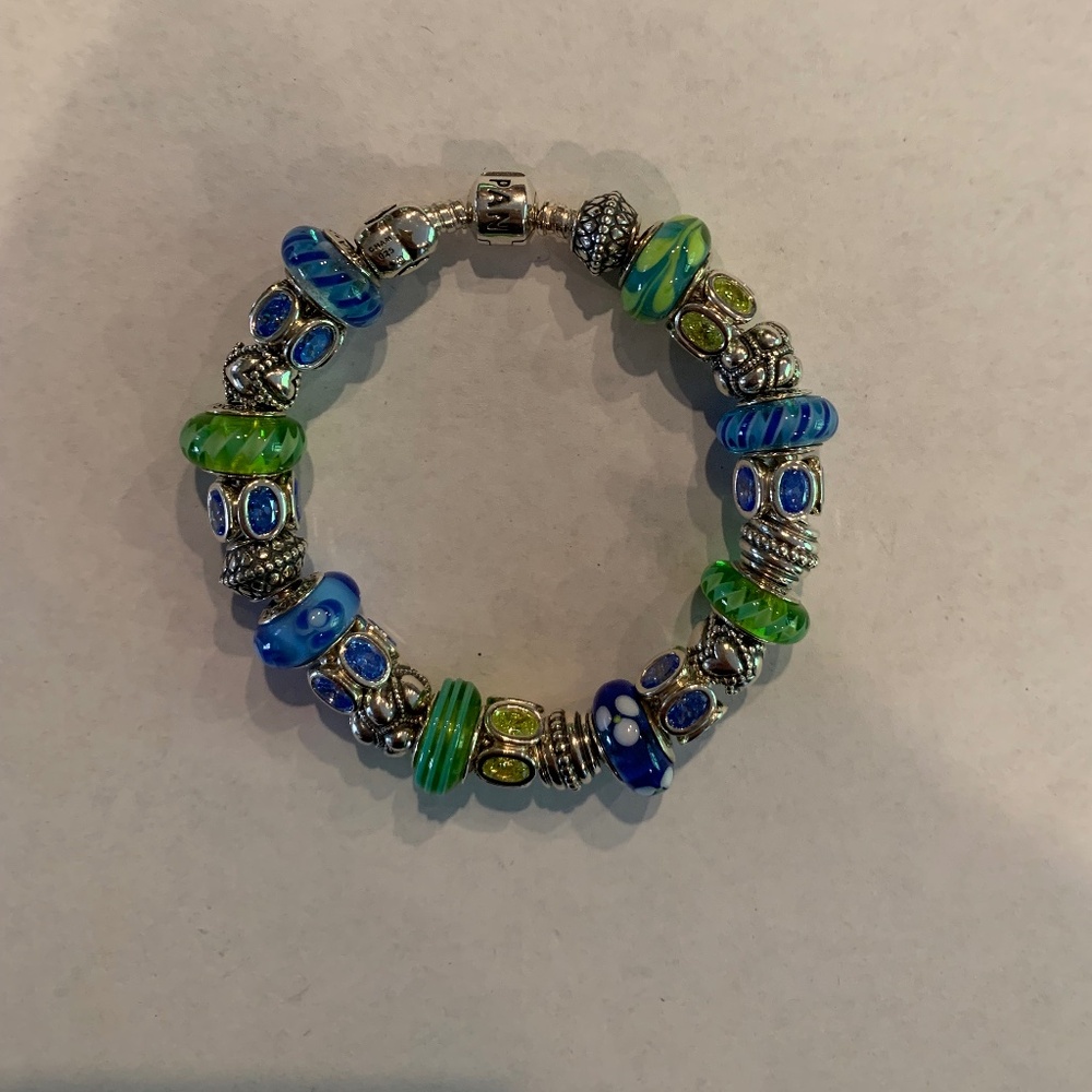 Pandora 8 inch Silver Charm Bracelet with 24 charms